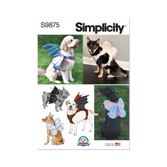 Simplicity 9875 Pattern Dog Harnesses Wings Sizes S-L Novelty Halloween Costume - Picture 1 of 7